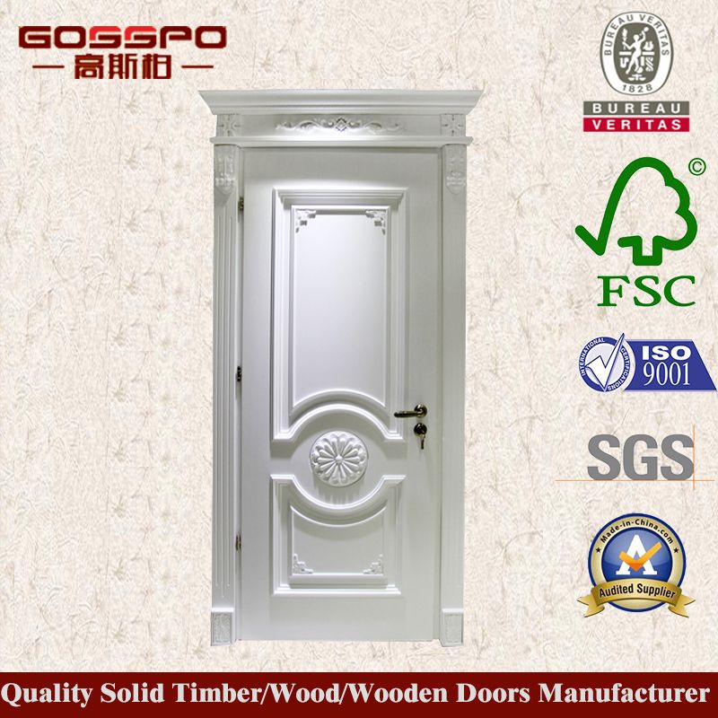 White Paint Mahogany Solid Wood Door Designs (GSP2-079)